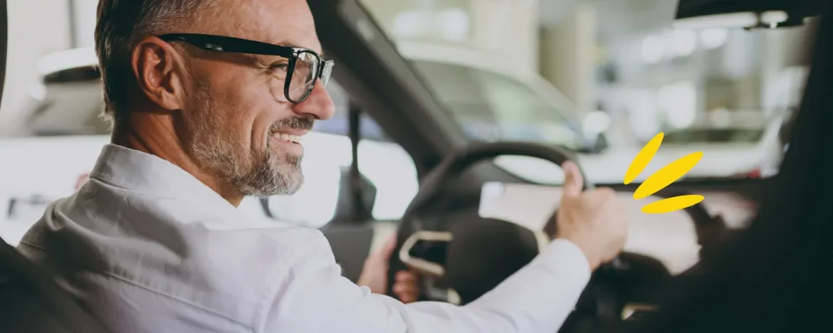 Man driving a car