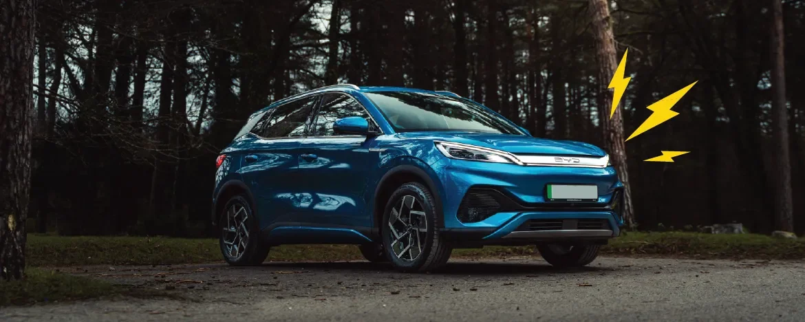 BYD ATTO 3 in wooded area