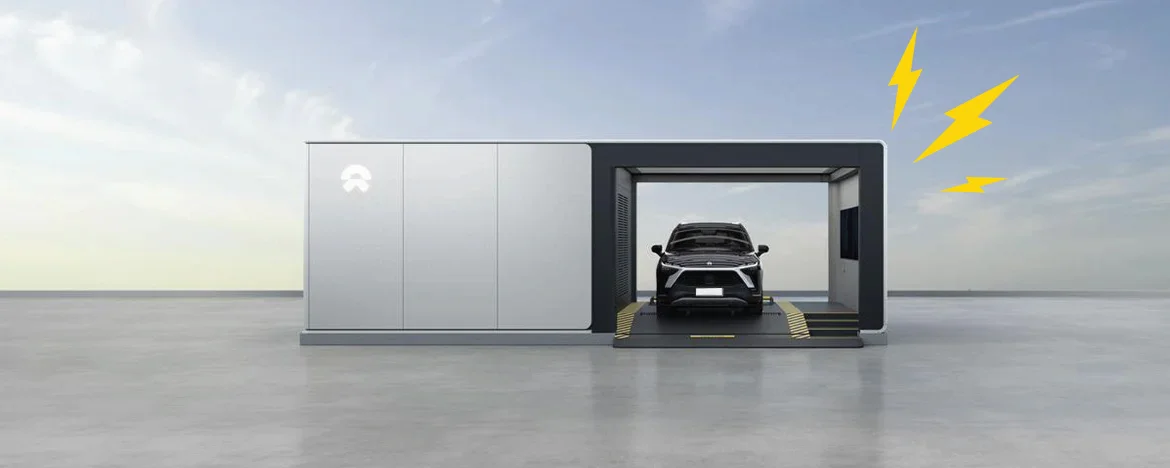 NIO Power Swap Station with car in it