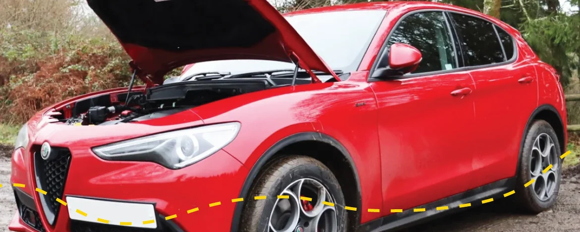 Car with bonnet open