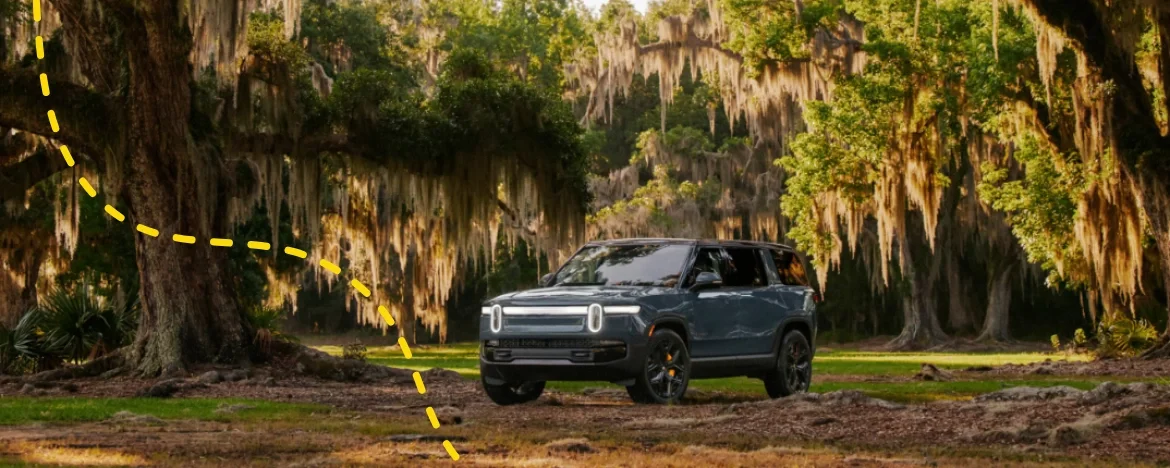 Rivian car in the wild