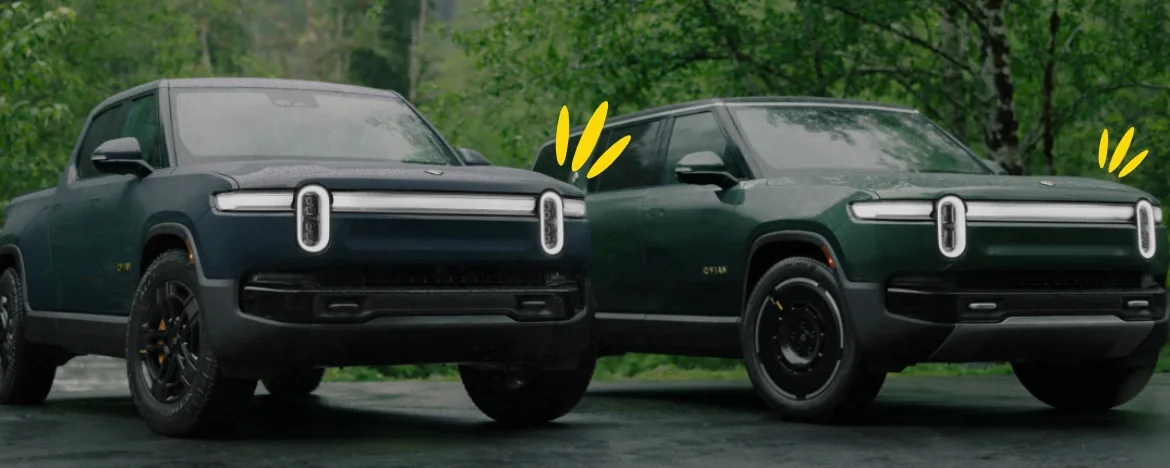 Rivian R1T and R2