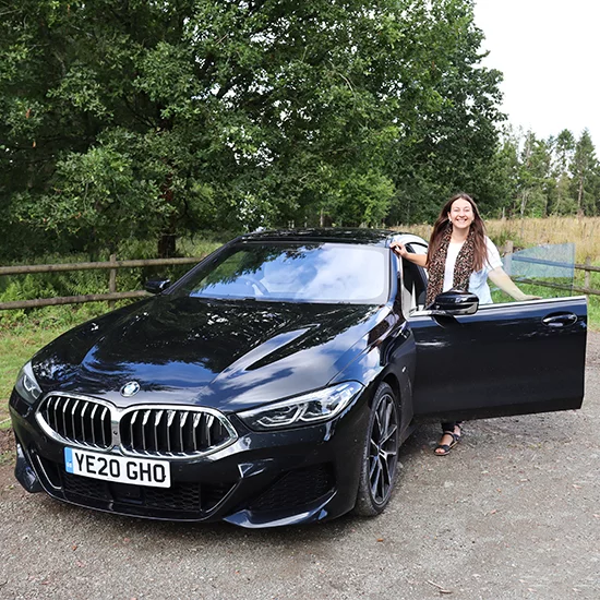 woman with bmw 8 series